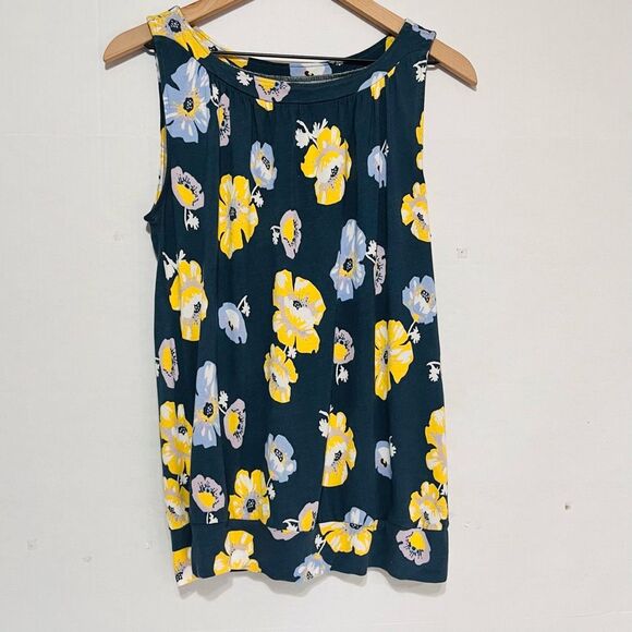 Loft Outlet Sleeveless Top Gray Floral Print  Sz M - Picture 1 of 4